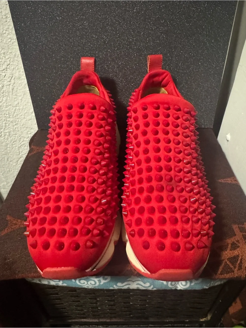 INSPIRED Red Studded Slip-On Women's Sneakers